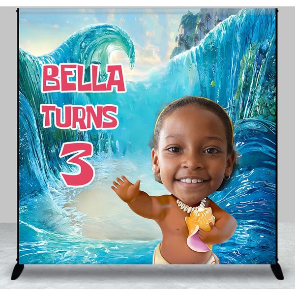 Aperturee Under The Sea Cartoon Custom Photo Birthday Backdrop, 3X3FT(1X1M), 15 USD, custom birthday backdrops, DZYZ2P15-O