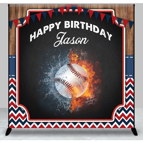 Aperturee Baseball Sport Flag Wood Custom Birthday Backdrop, 3X3FT(1X1M), 15 USD, custom birthday backdrops, DZZH0E374-O