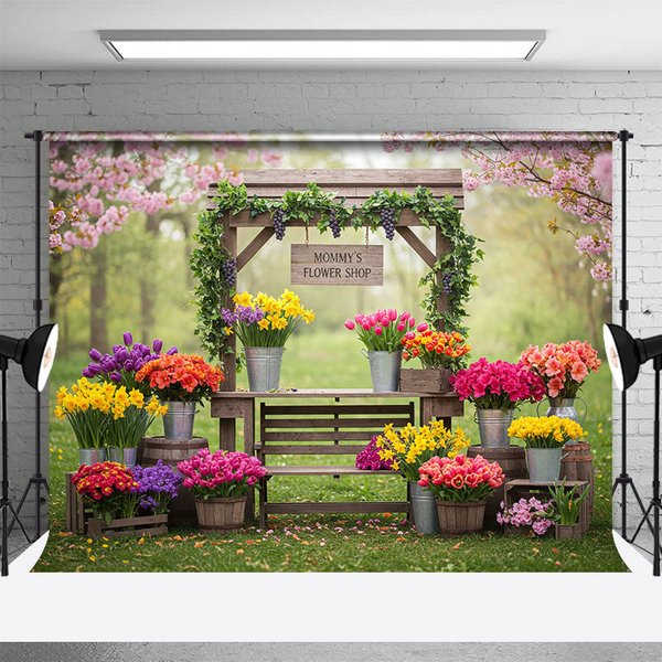 Aperturee Outdoor Flower Shop Sweet Fresh Wedding Backdrop, 3X2FT(1MX0.6M), 14 USD, wedding backdrops, ENHD2L02-M