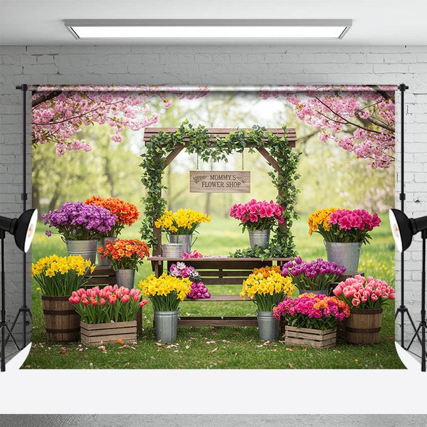 Aperturee Sweet Outdoor Flower Shop Fresh Wedding Backdrop, 3X2FT(1MX0.6M), 14 USD, wedding backdrops, ENHD2L03-M