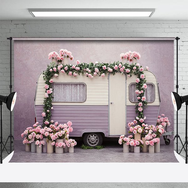 Aperturee Warm Floral Color Motor Home Sweet Wedding Backdrop, 3X2FT(1MX0.6M), 14 USD, wedding backdrops, ENHD2L06-M