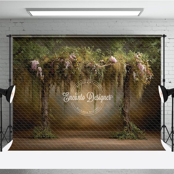Aperturee Enchanted Forest Arch Backdrop, Magical Woodland Trees Photo Prop, Fairy Tale Garden for Wedding or Party