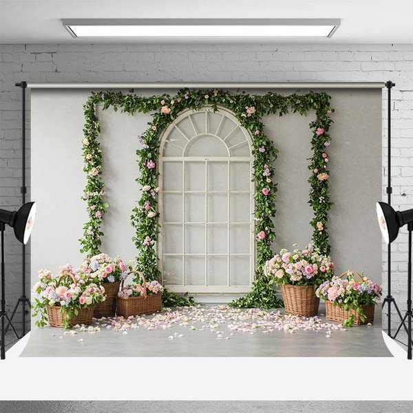 Aperturee Floral Boho Arched Elegant Door Wedding Backdrop, 3X2FT(1MX0.6M), 14 USD, wedding backdrops, ENHD4L29-M