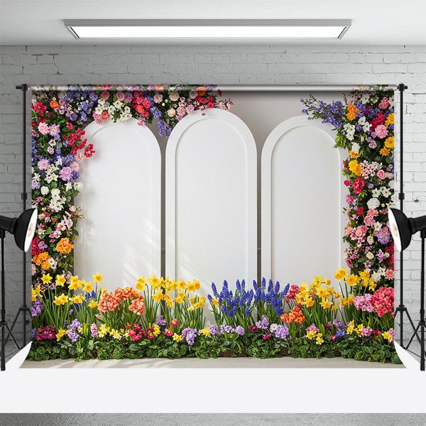Aperturee Triple Arch Door Floral And Elegant Wedding Backdrop, 3X2FT(1MX0.6M), 14 USD, wedding backdrops, ENHD4L44-M