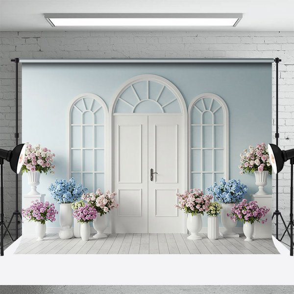Aperturee Sweet Baby Light Blue And Floral Wedding Backdrop, 3X2FT(1MX0.6M), 14 USD, wedding backdrops, ENHD4L45-M