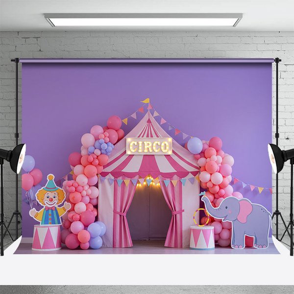 Aperturee pink fairytale circo tent cake Smash Photo Backdrop, 3X2FT(1MX0.6M), 14 USD, birthday cake smash backdrops, ENHD4L73-M