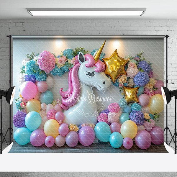 Aperturee Hydrangea Unicorn Balloon Focal Cake Smash Backdrop, 3X2FT(1MX0.6M), 14 USD, birthday cake smash backdrops, ENHD9K53-M