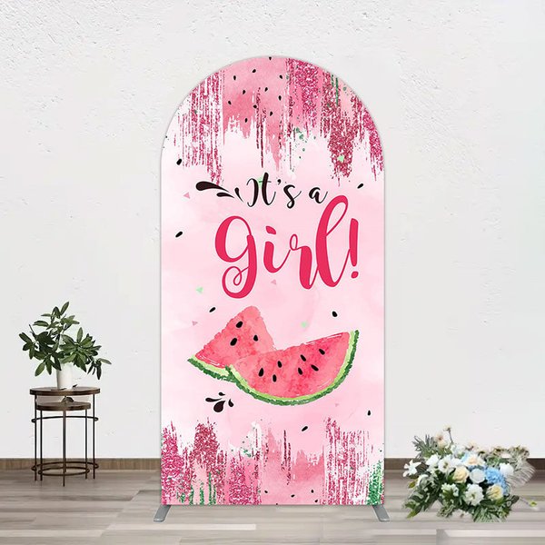 Aperturee Summer Watermelon Sweet Baby Shower Arch Backdrop, 1.6 x 4 ft (0.5 x 1.2 m), 98.18 USD, arch backdrop kit, GAH0A545-AJ