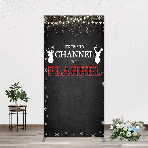 Aperturee Channel The Flannel Arch Backdrop Lumberjack Winter Baby Shower Plaid Deer Event Prop