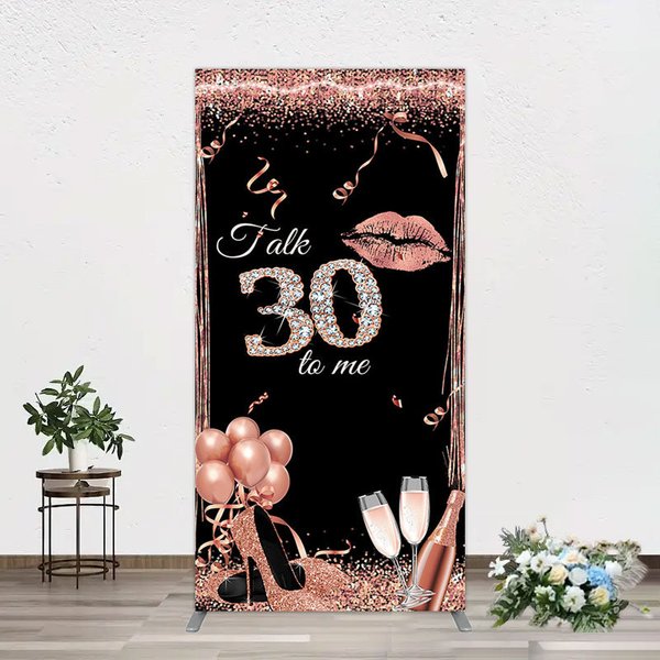 Aperturee Glitter High Heel Happy 30th Birthday Rectangle Backdrop, 1.6 x 4 ft (0.5 x 1.2 m), 98.18 USD, arch backdrop kit, GAH0B446CF-AJ