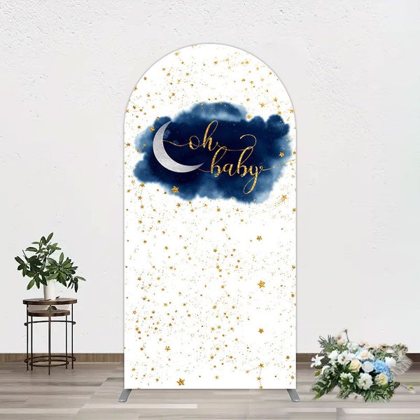 Aperturee Night Gold Stars Oh Baby Gender Reveal Arch Backdrop, 1.6 x 4 ft (0.5 x 1.2 m), 98.18 USD, arch backdrop kit, GAH0B621-AJ
