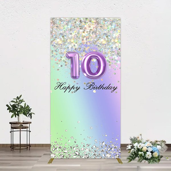 Aperturee Glitter Rainbow 10th Happy Birthday Rectangle Backdrop, 1.6 x 4 ft (0.5 x 1.2 m), 98.18 USD, arch backdrop kit, GAH0C312CF-AJ