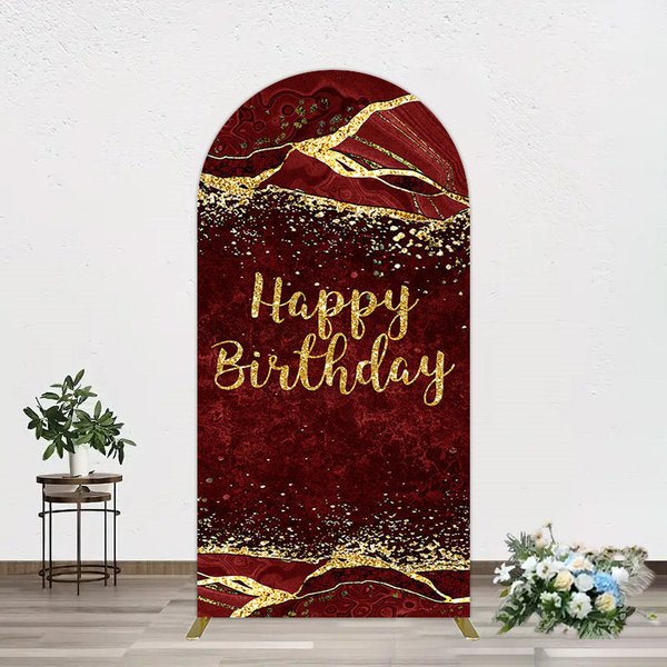 Aperturee Retro Red Gold Marbled Happy Birthday Arch Backdrop, 1.6 x 4 ft (0.5 x 1.2 m), 98.18 USD, arch backdrop kit, GAH0C567-AJ