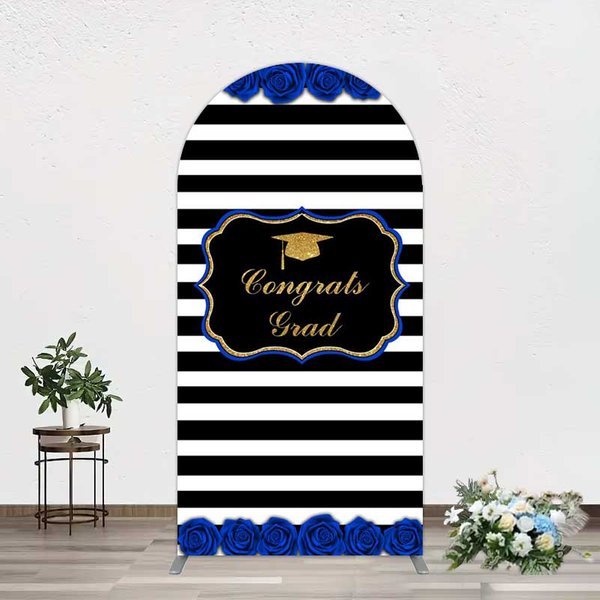 Aperturee Congrats Grad Royal Blue Flower Arch Backdrop, 1.6x4ft (50x120cm), 98.18 USD, arch backdrop kit, GAH0E285-AJ