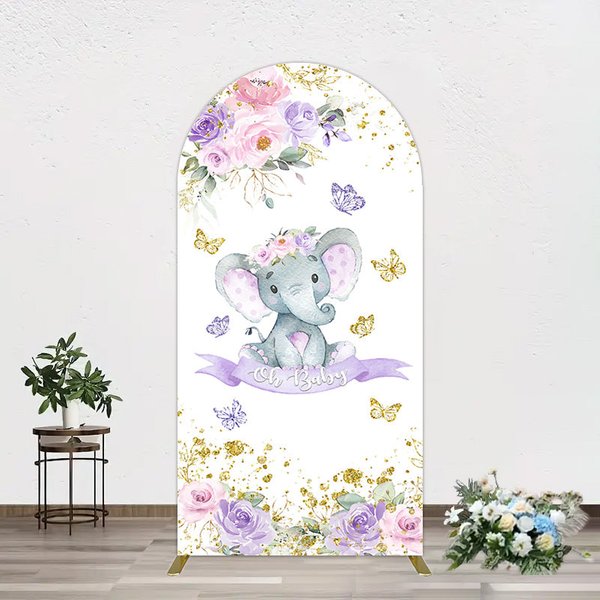Aperturee Floral Butterfly Sweet Elephant Oh Baby Arch Backdrop, 1.6 x 4 ft (0.5 x 1.2 m), 98.18 USD, arch backdrop kit, GAH0E309-AJ