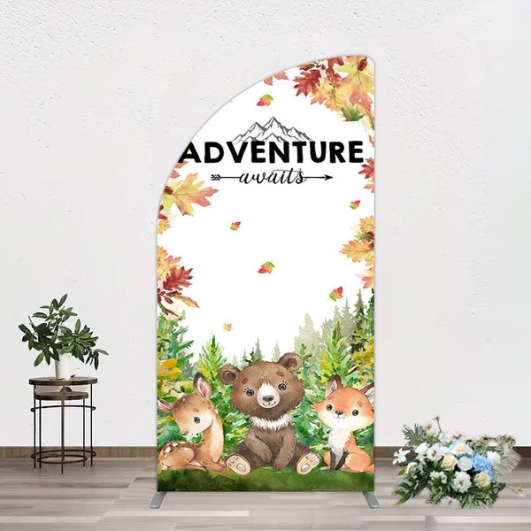 Aperturee Safari Adventure Awaits Baby Shower Half Moon Arch Backdrop, 1.6 x 4 ft (0.5 x 1.2 m), 98.18 USD, arch backdrop kit, GAH0F326YL-AJ