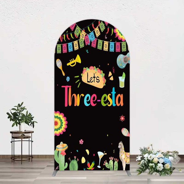 Aperturee Lets Three-Esta Mexican Taco Birthday Arch Backdrop, 1.6x4ft (50x120cm), 98.18 USD, arch backdrop kit, GAH0F415-AJ