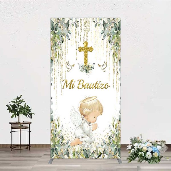 Aperturee Arch Backdrop Mi Bautizo Angel Gold Cross Cover Studio Prop