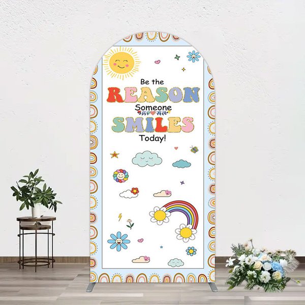 Aperturee Boho Be The Reason Someone Smiles Today Arch Backdrop, 1.6 x 4 ft (0.5 x 1.2 m), 98.18 USD, arch backdrop kit, GAHF040A-AJ