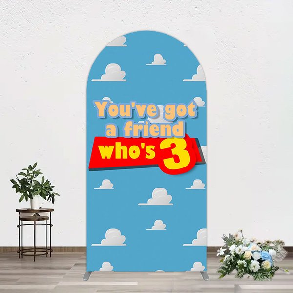 Aperturee Cartoon Who Is 3 Clouds Happy Birthday Arch Backdrop, 1.6 x 4 ft (0.5 x 1.2 m), 98.18 USD, arch backdrop kit, GCJHD5N60-AJ