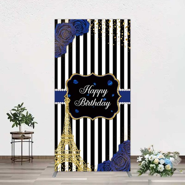 Aperturee Blue Rose Glitter Tower Happy Birthday Rectangle Backdrop, 1.6 x 4 ft (0.5 x 1.2 m), 98.18 USD, arch backdrop kit, GH0A209CF-AJ