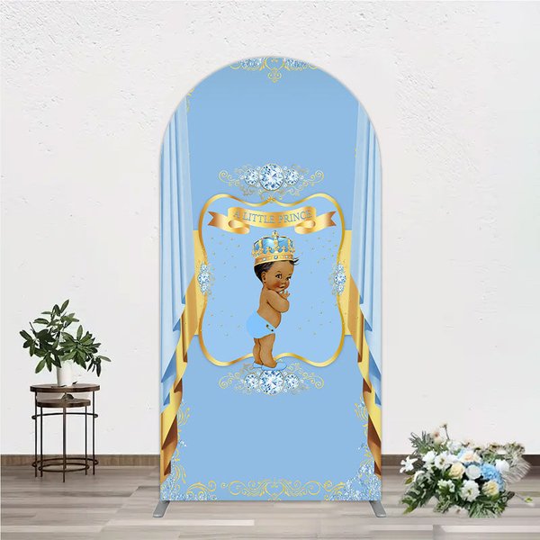 Aperturee A Little Prince Royal Blue Baby Shower Arch Backdrop, Professional Royal Studio Background