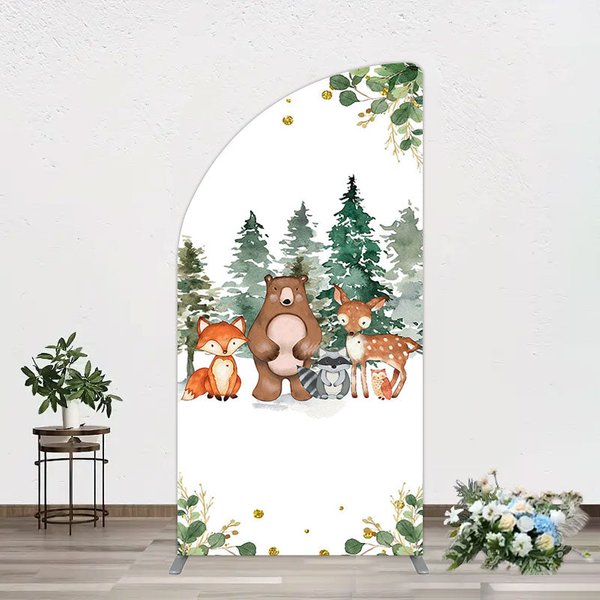 Aperturee Safari Jungle Mountain Baby Shower Half Moon Arch Backdrop, 1.6 x 4 ft (0.5 x 1.2 m), 98.18 USD, arch backdrop kit, GH0A426YL-AJ