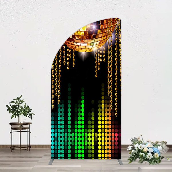 Aperturee Disco Ball Dance Party Bokeh Retro Half Moon Arch Backdrop, 1.6 x 4 ft (0.5 x 1.2 m), 98.18 USD, arch backdrop kit, GHJ06168YL-AJ