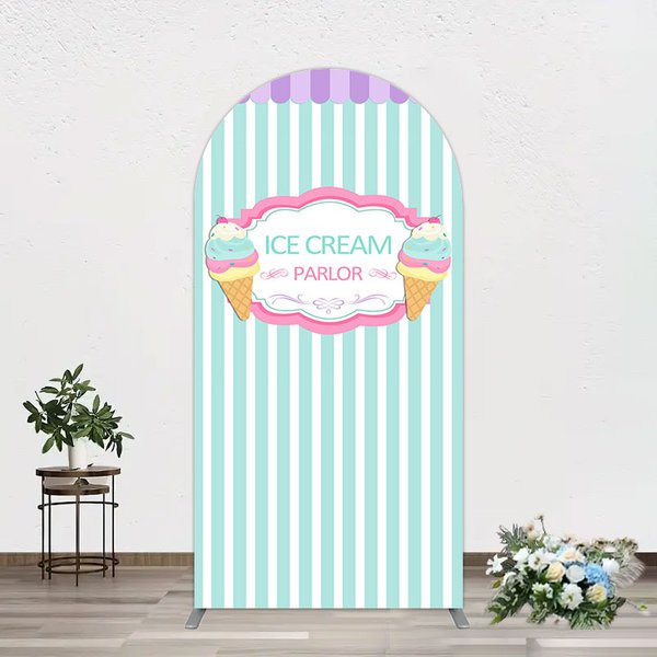 Aperturee Sweet Ice Cream Parlor Happy Birthday Arch Backdrop, 1.6 x 4 ft (0.5 x 1.2 m), 98.18 USD, arch backdrop kit, GHJ07026-AJ