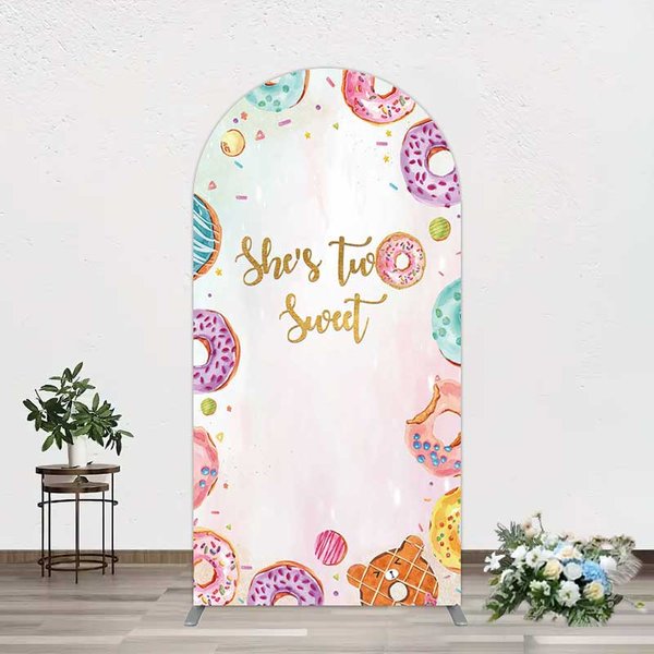 Aperturee Two Sweet Donut Pink Girl Birthday Arch Backdrop, 1.6x4ft (50x120cm), 98.18 USD, arch backdrop kit, GHJ07479-AJ