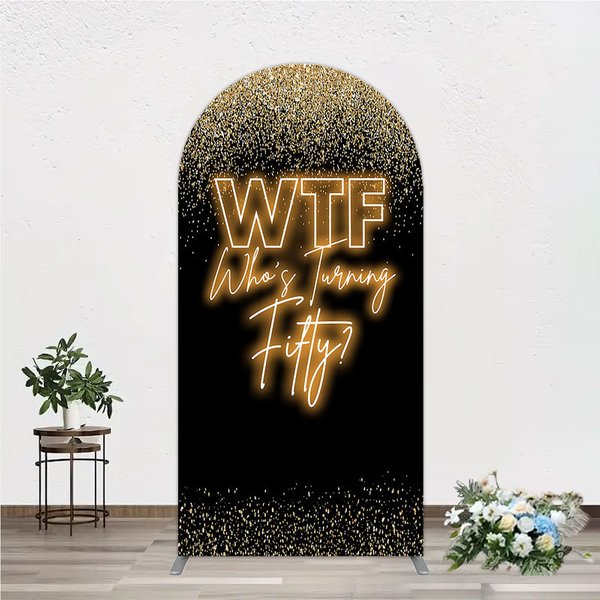 Aperturee Black Gold 50th Birthday Arch Backdrop Milestone Arch Prop