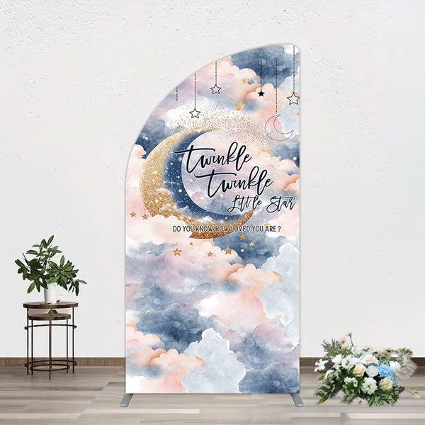 Aperturee Moon Night Twinkle Star Baby Shower Half Moon Arch Backdrop, 1.6 x 4 ft (0.5 x 1.2 m), 98.18 USD, arch backdrop kit, GLH0G252YL-AJ