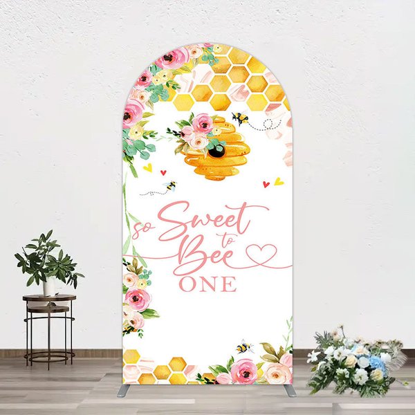 Aperturee Floral Sweet To Bee One Happy Birthday Arch Backdrop, 1.6 x 4 ft (0.5 x 1.2 m), 98.18 USD, arch backdrop kit, GLH0G294-AJ