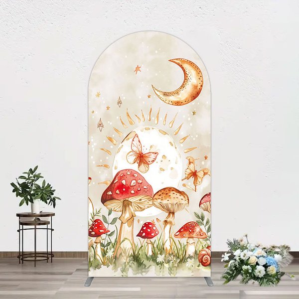 Aperturee Mushroom Cartoon World Day And Night Arch Backdrop, 1.6 x 4 ft (0.5 x 1.2 m), 98.18 USD, arch backdrop kit, GXQHD1X35-AJ