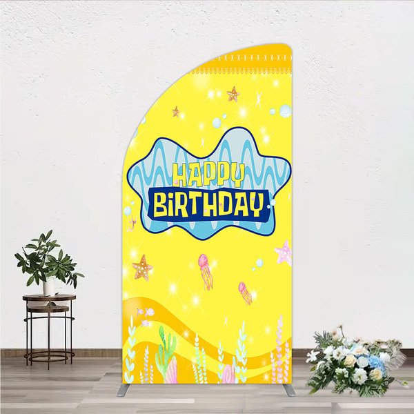 Aperturee Yellow Cartoon Ocean Arch Backdrop Kids Party Arch Prop