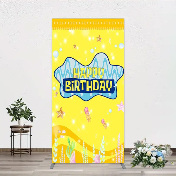Aperturee Yellow Cartoon Ocean Arch Backdrop Kids Party Arch Prop