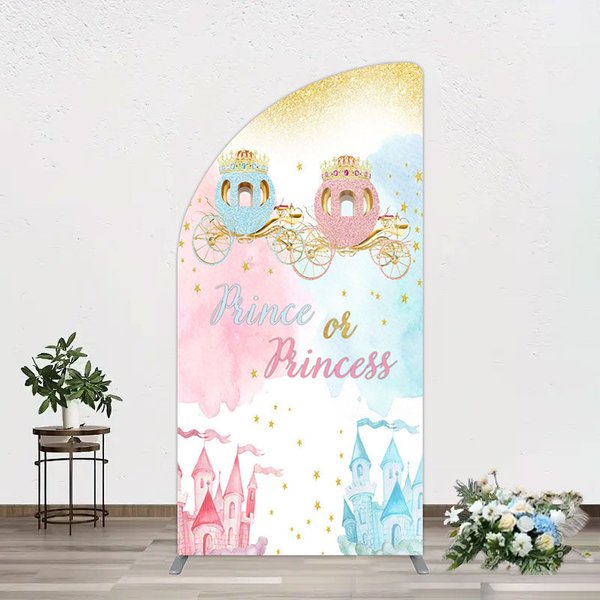 Aperturee Prince Or Princess Castle Baby Shower Half Moon Arch Backdrop, 1.6 x 4 ft (0.5 x 1.2 m), 98.18 USD, arch backdrop kit, GZH0C379YL-AJ