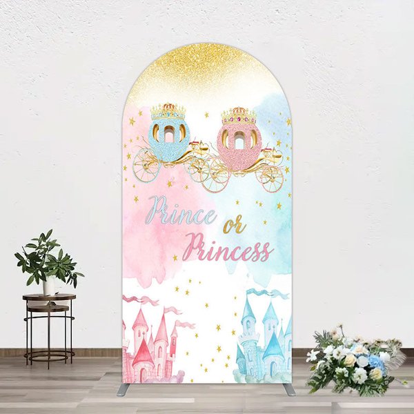 Aperturee Prince Or Princess Castle Baby Shower Arch Backdrop, 1.6 x 4 ft (0.5 x 1.2 m), 98.18 USD, arch backdrop kit, GZH0C379-AJ