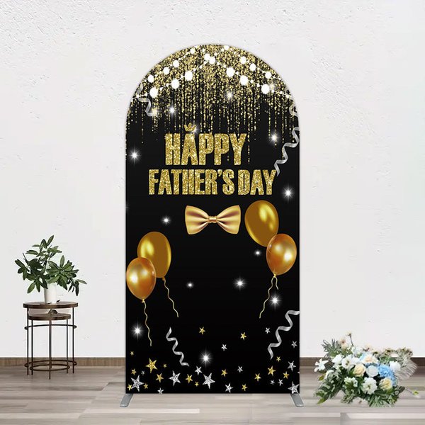 Aperturee Black Gold Glitter Happy Fathers Day Arch Backdrop, 1.6 x 4 ft (0.5 x 1.2 m), 98.18 USD, arch backdrop kit, GZH0C385-AJ