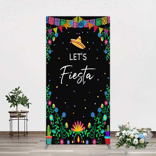 Aperturee Fiesta Floral Mexican Decor Party Rectangle Backdrop, 1.6x4ft (50x120cm), 98.18 USD, arch backdrop kit, GZH0D090CF-AJ