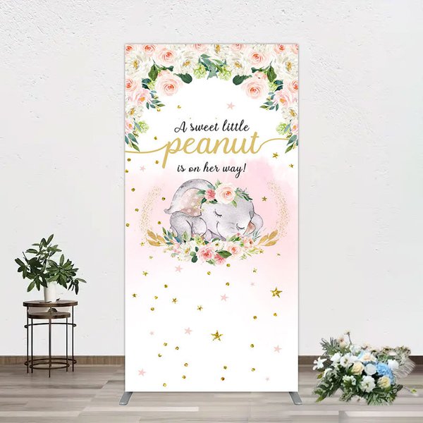 Aperturee Elephant Sweet Peanut Is On Her Way Rectangle Backdrop, 1.6 x 4 ft (0.5 x 1.2 m), 98.18 USD, arch backdrop kit, GZH0D341CF-AJ