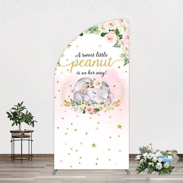 Aperturee Elephant Sweet Peanut Is On Her Way Half Moon Arch Backdrop, 1.6 x 4 ft (0.5 x 1.2 m), 98.18 USD, arch backdrop kit, GZH0D341YL-AJ