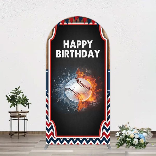 Aperturee Baseball Fights Sport Happy Birthday Arch Backdrop, 1.6 x 4 ft (0.5 x 1.2 m), 98.18 USD, arch backdrop kit, GZH0E374-AJ