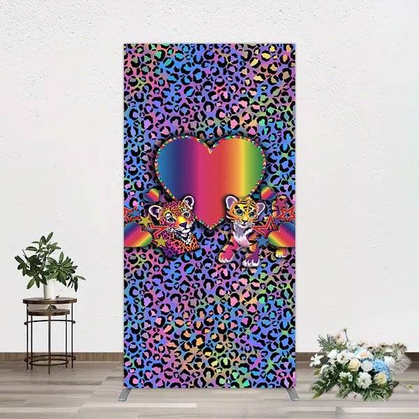 Aperturee Colorful Tiger Couple Heart Graffiti Rectangle Backdrop, 1.6 x 4 ft (0.5 x 1.2 m), 98.18 USD, arch backdrop kit, GZH0F069CF-AJ