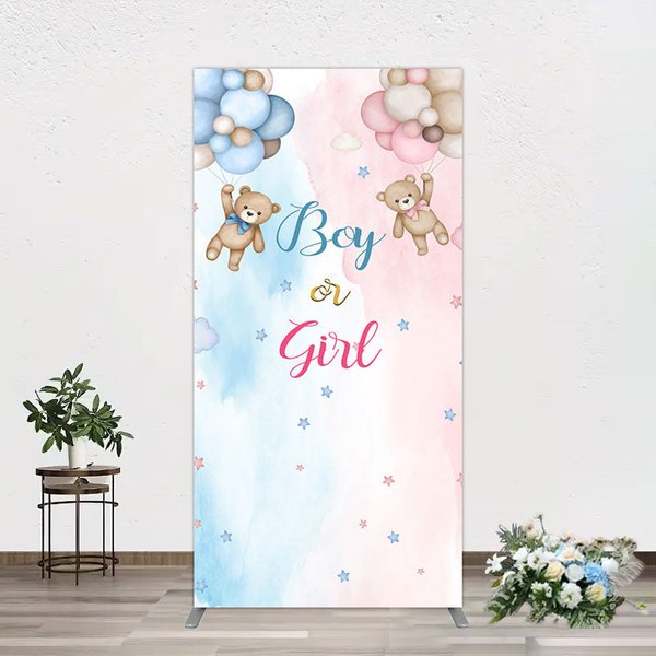 Aperturee Balloon Teddy Baby Shower Gender Reveal Rectangle Backdrop, 1.6 x 4 ft (0.5 x 1.2 m), 98.18 USD, arch backdrop kit, GZH0G871CF-AJ
