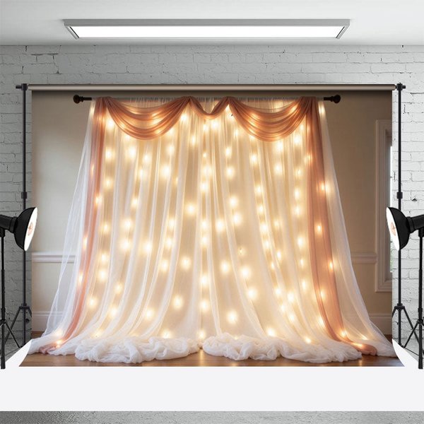 Aperturee Lighted Champagne Fairy Tulle Wedding Photo Backdrop, 3X2FT(1MX0.6M), 14 USD, wedding backdrops, HFHD3K62-M