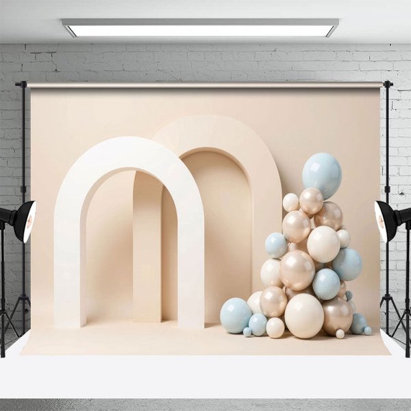 Aperturee Hint Of Blue Arch Balloons Wedding Photo Backdrop, 3X2FT(1MX0.6M), 14 USD, wedding backdrops, HFHD3K68-M