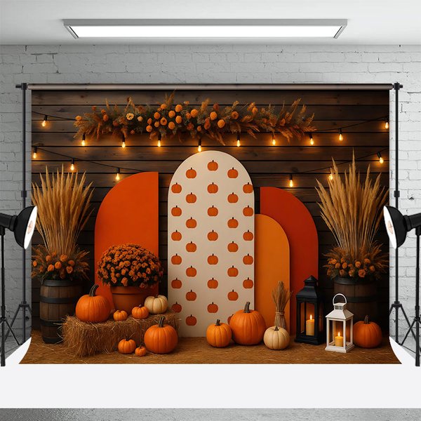 Aperturee Fall Pumpkins Sweet Wooden Boho Wedding Backdrop, 3X2FT(1MX0.6M), 14 USD, wedding backdrops, HFHD3L44-M