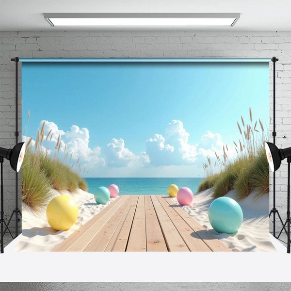 Aperturee Ocean View Boardwalk Summer Cake Smash Photo Backdrop, 3X2FT(1MX0.6M), 14 USD, summer backdrops, HFHD4K26-M