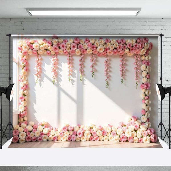 Aperturee Sunlight Rose White Wall Wedding Photography Backdrop, 3X2FT(1MX0.6M), 14 USD, wedding backdrops, HFHD5K56-M